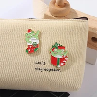 christmas frog enamel pins custom magic wand deer scarf hat brooches bag badge childlike cartoon jewelry gift for kids wholesale