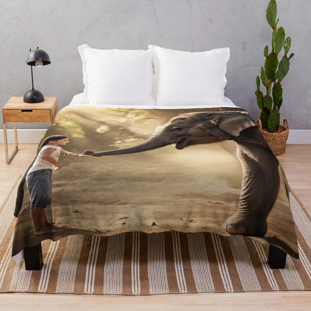 Der Elefant und das Kind Плед Фланелевые меховые изделия Летние одеяла для кровати