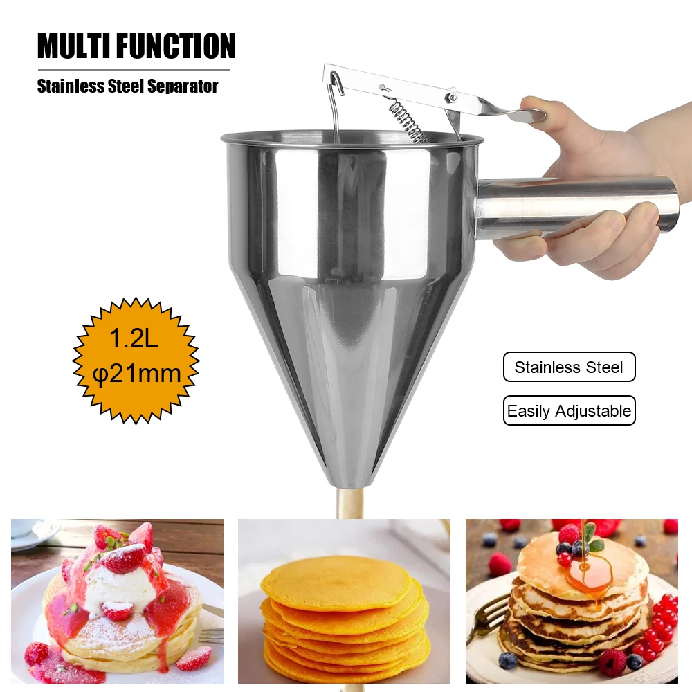 

Stainless Steel Chocolate Sauce Cream Dosing Funnel Cupcake Pancake Batter Maker Octopus Ball Tools Funnel Dispenser with Rack