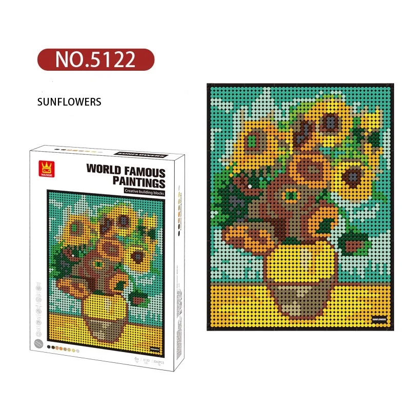

3D Art Pixel Painting Mona Lisa Sunflowers Starry Night Building Blocks Mosaic Bricks Classic Frame DIY Home Decoration Toy Gift