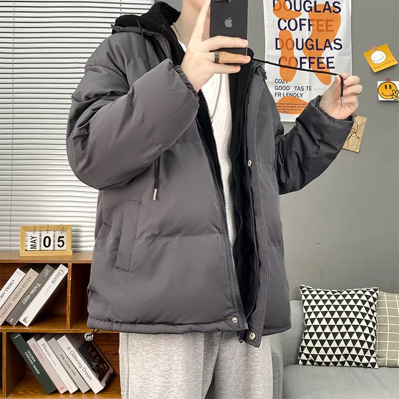 Thick Mens Winter Jackets Korean Fashion Slim Parkas Jacket Men Outwear Coats Solid Stand Collar Windbreak Cotton Padded Jacket
