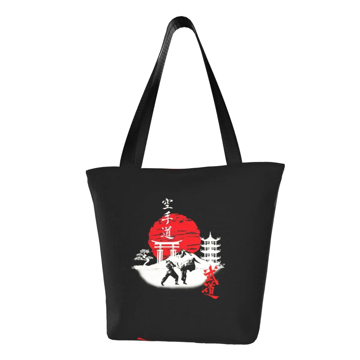 

Сумка-тоут с милым принтом Budo Soul Karate Spirit, многоразовый холщовый саквояж на плечо для покупок, сумка для боевых искусств