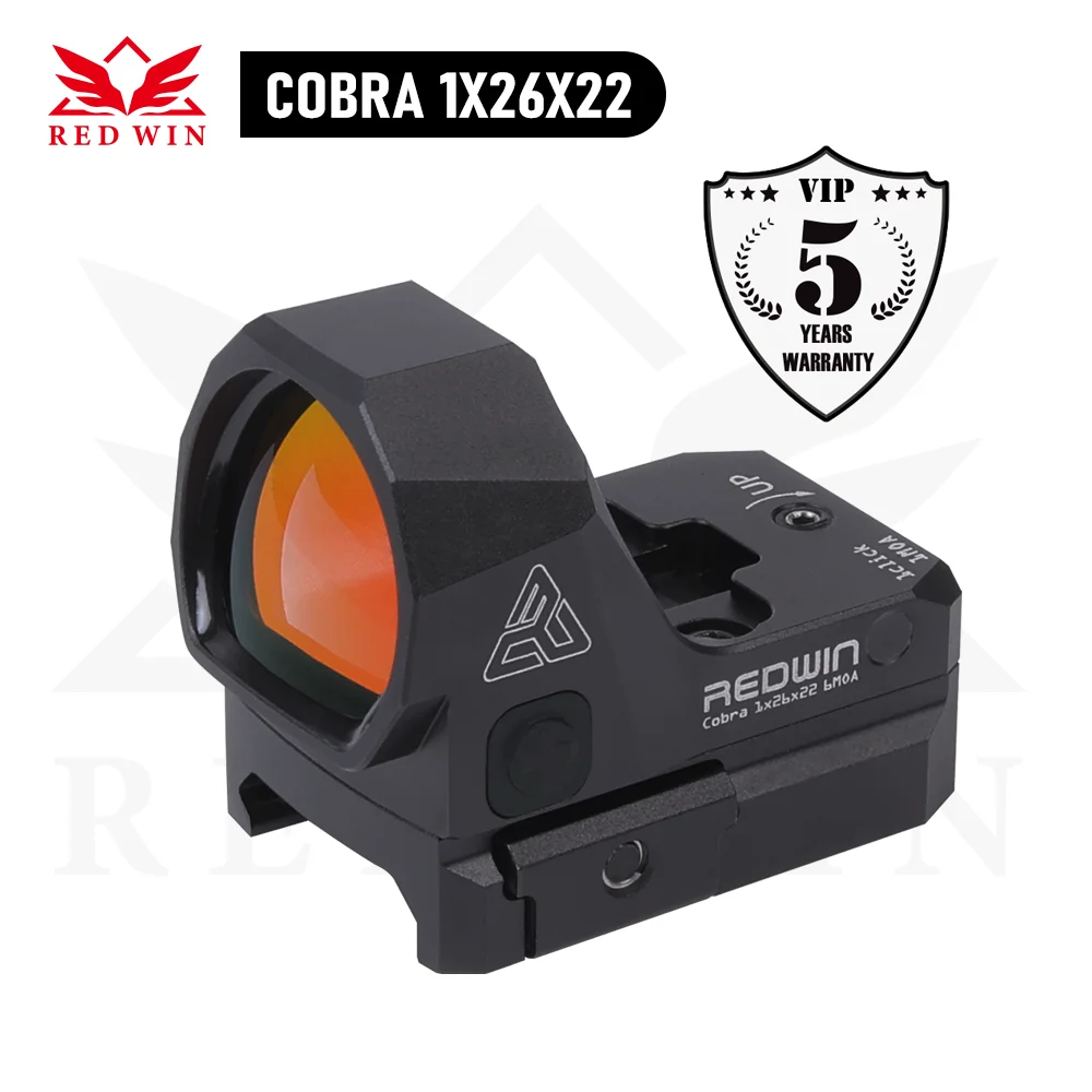 

Red Win HD Cobra 1x26x22 6MOA RMR Red Dot Scope Round Lens 50000 hrs Auto Light Sense Pistol Sight for GLOCK 17 19 9mm AR15 M4