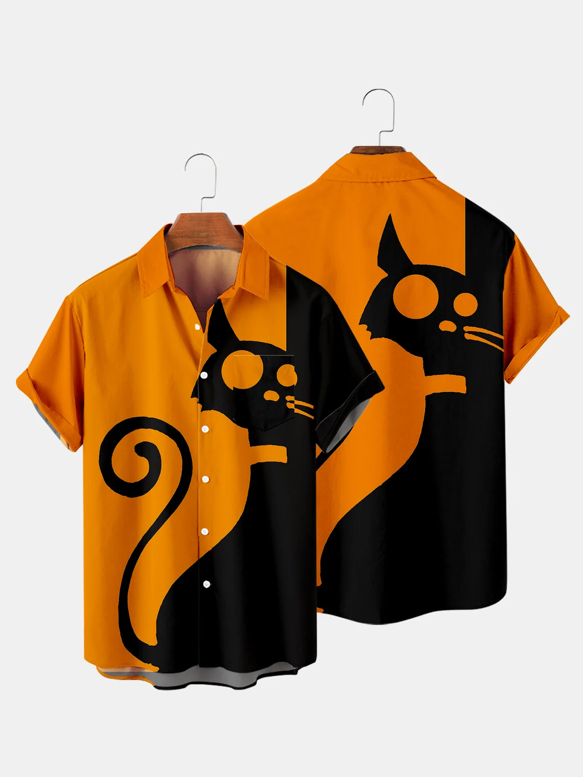 

Рубашки для Хэллоуина 2022, женская блузка с коротким рукавом, мужская рубашка, черный логотип кошки на Хэллоуин, Y2K, винтажная одежда