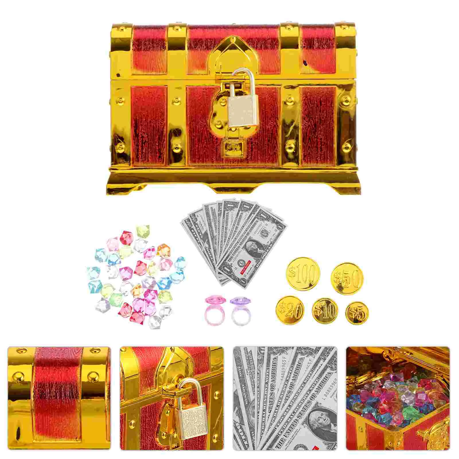 

Piratetoys Set Jewelerydiving Kids Birthday Swimming Underwater Summer Rings Poolboxes Treasuregold Favor Partycoins Metal Box
