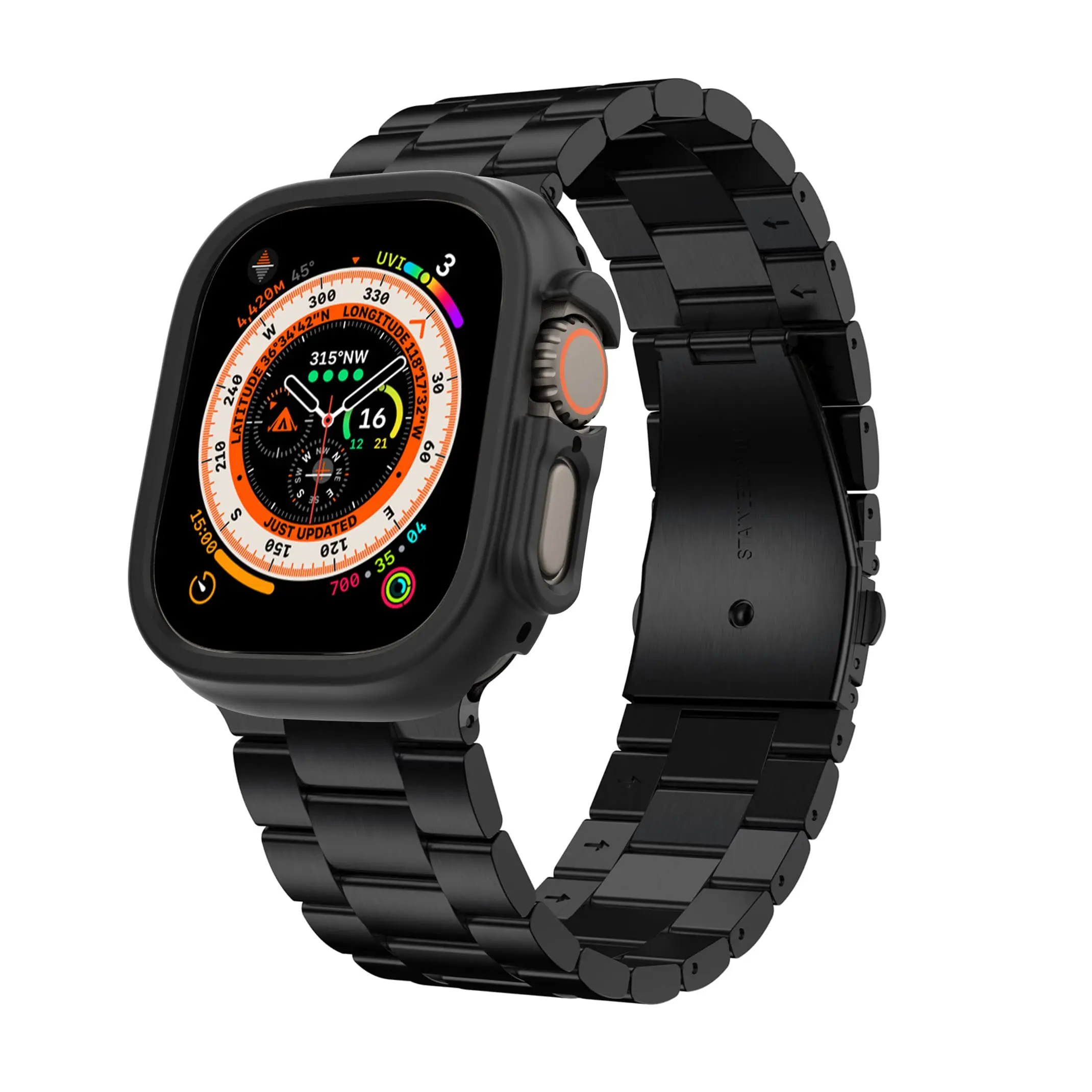 

Ремешок чехол + для Apple Watch Ultra Band 49 мм, чехол из поликарбоната, прочный бампер + браслет из нержавеющей стали для наручных часов, браслет для iwatch band 49