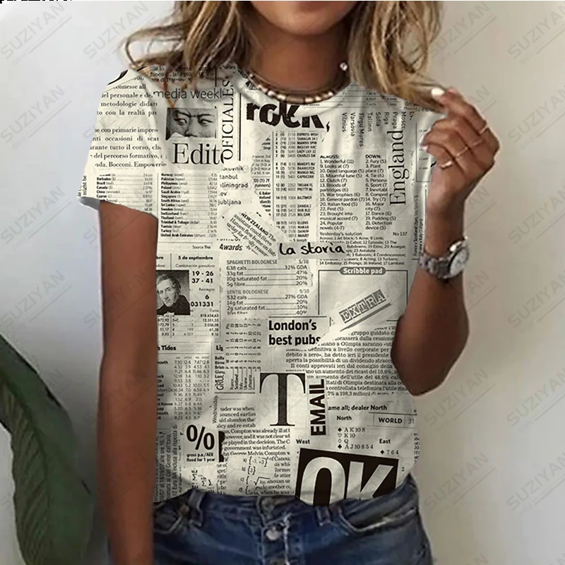 

Женский пуловер с круглым вырезом, повседневный Свободный Топ с коротким рукавом и 3D-принтом в стиле ретро, в стиле Харадзюку, для лета