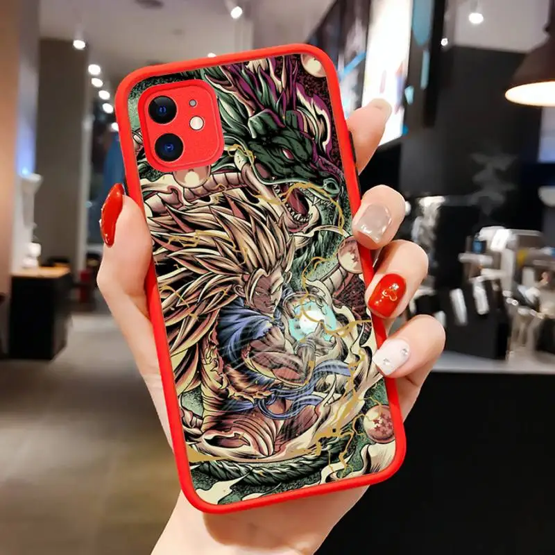 Cool Dragon-D-B-Manga Art Balls Z Anime Phone Case for iPhone 14 11 12 13 Mini Pro Max 8 7 Plus X XR XS MAX Translucent Matte