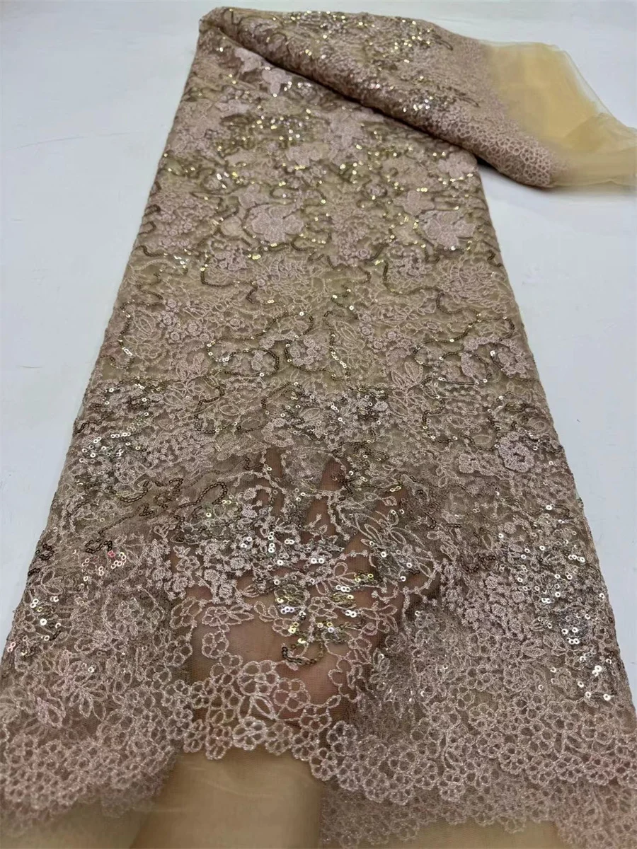 Роскошная африканская кружевная ткань с блестками и бисером 2024 нигерийская