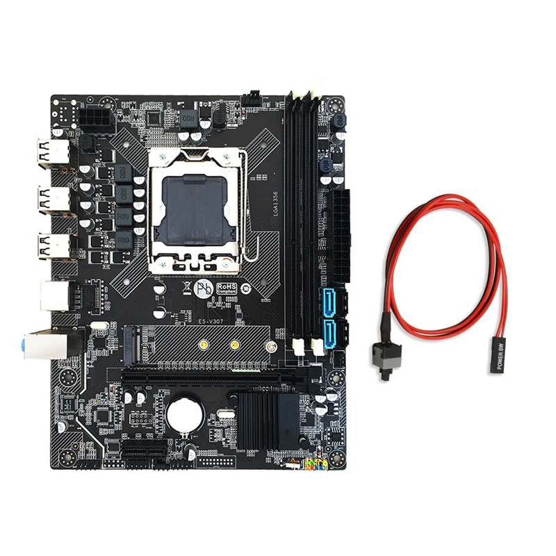 

Материнская плата X79 HM65 LGA1356 CPU 2XDDR3 REG ECC RAM M.2 NVME SATA3.0 материнская плата с кабелем переключателя для процессора Xeon E5