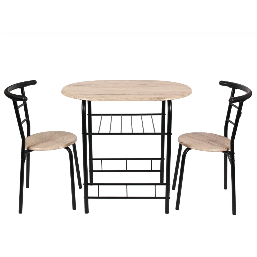 

Mainstays 3 Piece Metal and Wood Dining Set, Include 1 Table and 2 Chairs, Grey Color (2 People Seating Capacity)