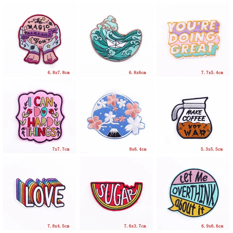 10 шт. оптовая продажа мультяшные/ленточные чашки вышитые нашивки с буквами