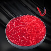 50100pcs lifelike red worm soft lure earthworm ice winter fishing silicone artificial bait fishy shrimp additive bass carp