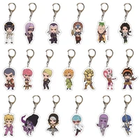anime keychain jojo bizarre adventure key chain boys accessories cute bag pendant key ring acrylic cartoon friends gift