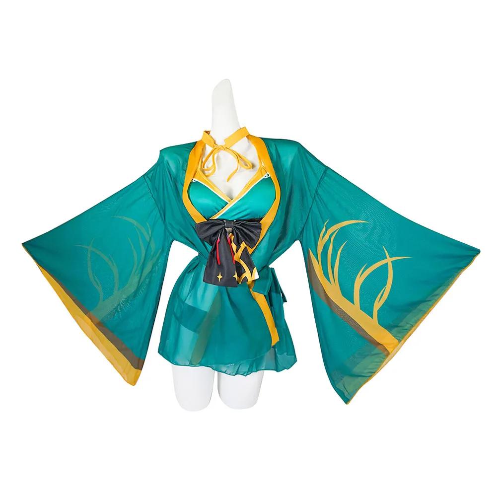

Genshin Impact Ms Hina Cosplay Costume Swimwear Cloak Outfits Halloween Carnival Suit
