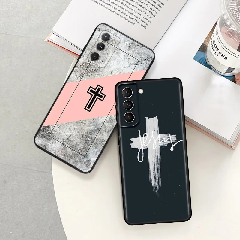 Чехол для телефона Samsung S24 Ultra S23 FE S22 S21 S20 S10 Кристиан Иисус девушка ангел галактика