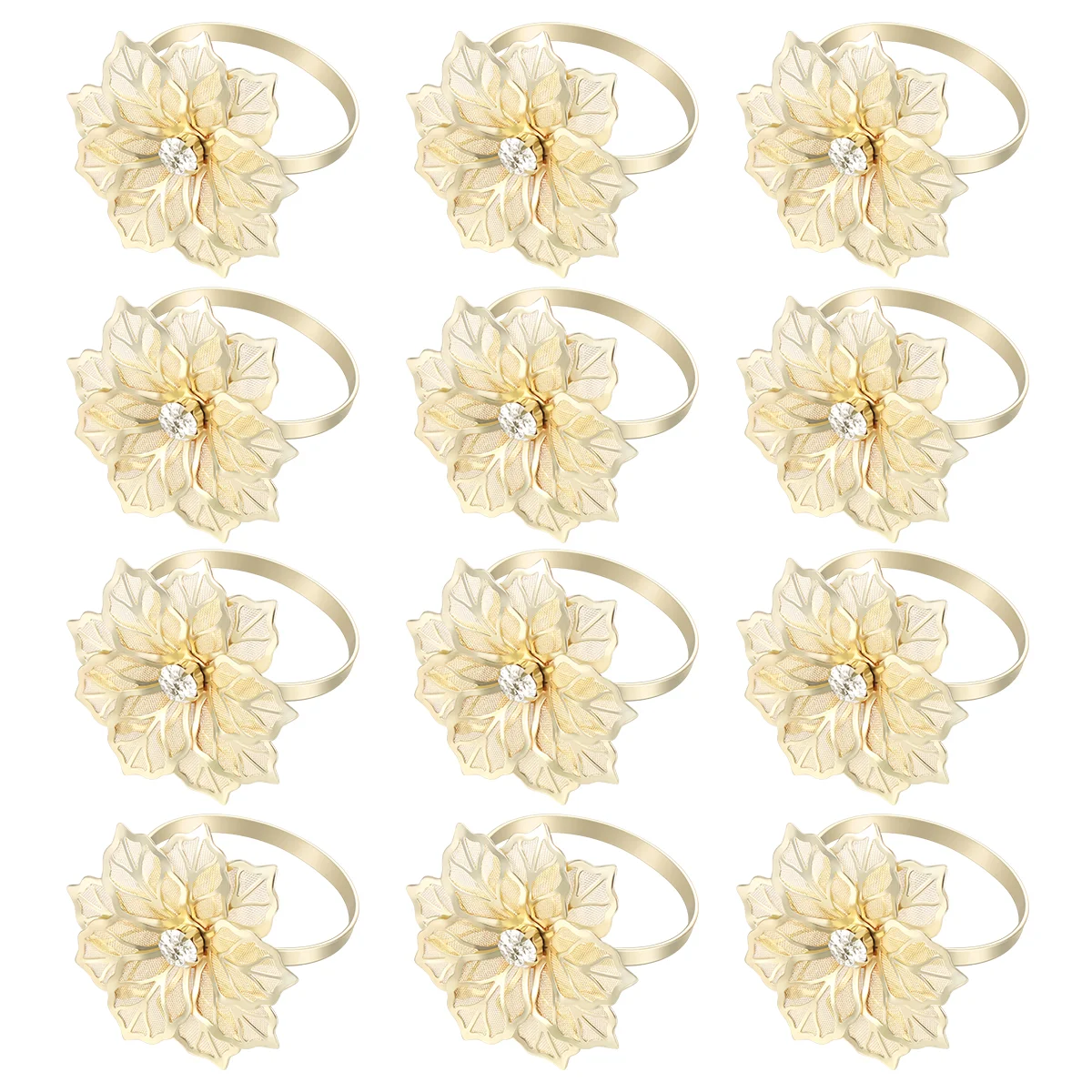 

YeahiBaby 12pcs Exquisite High-end Hotel Restaurant Dedicated Flower Design Napkin Ring Mouth Cloth Napkin Table decorations