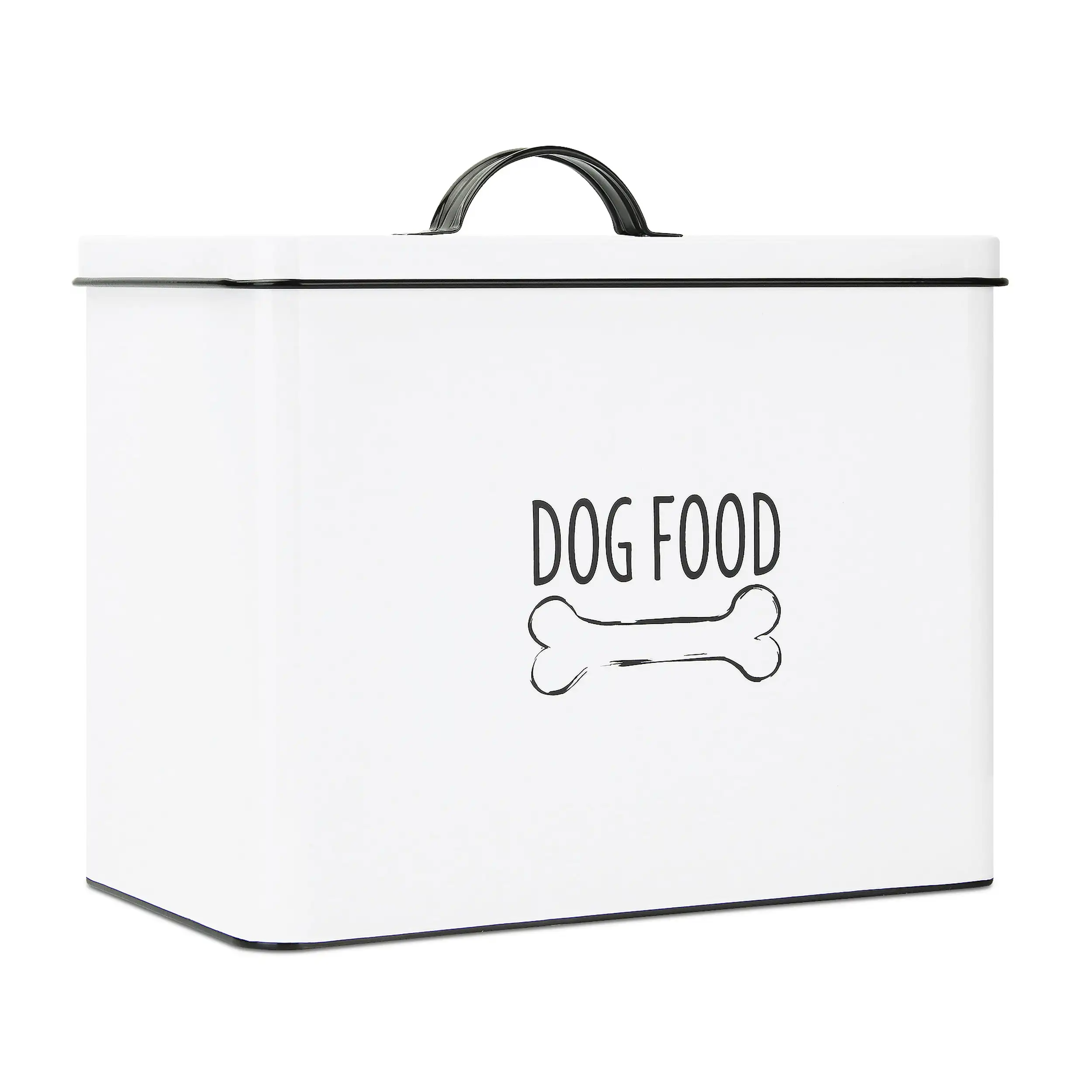 

HMTX White Farmhouse Dog Food Storage Container | Large Metal Dog Food Canister with Fitted Lid
