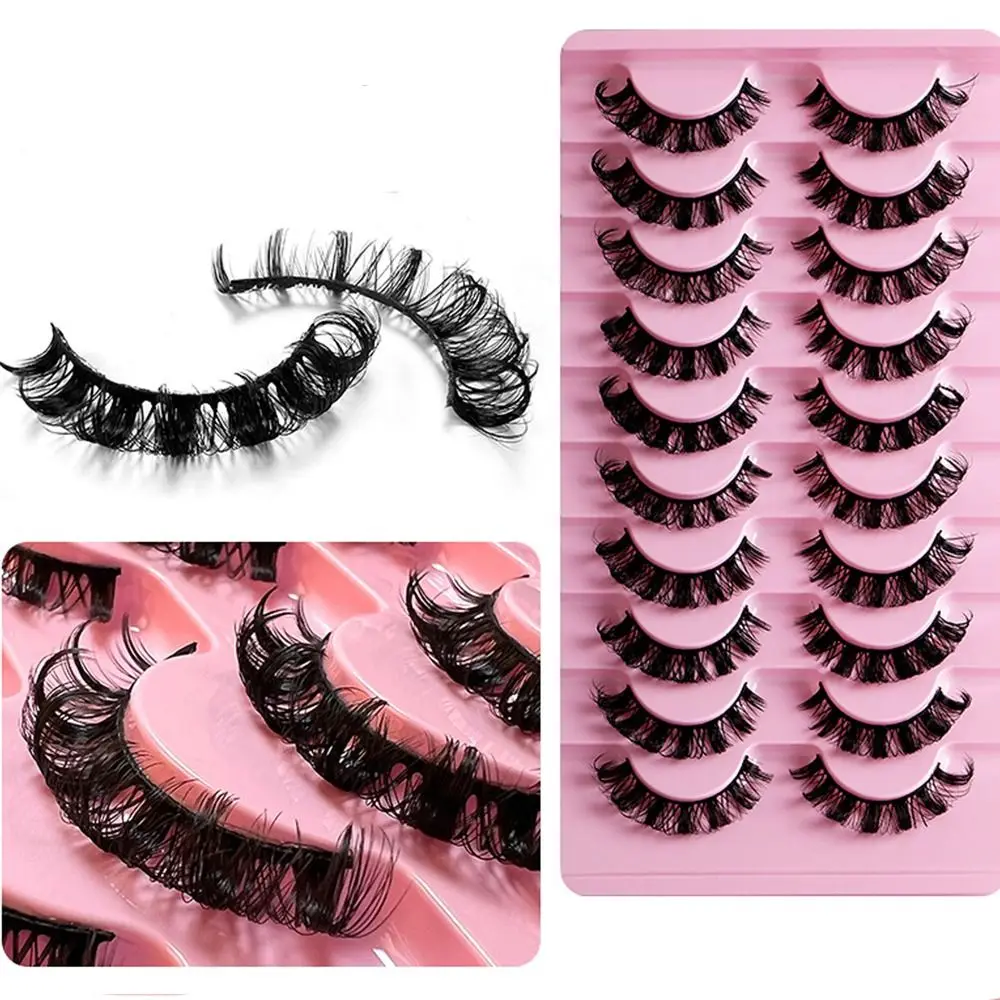 

10Pairs Fake Lashes Fluffy Super Volume Extensions Russian Volume 3D Mink Hair False Eyelashes DD Curl Lashes