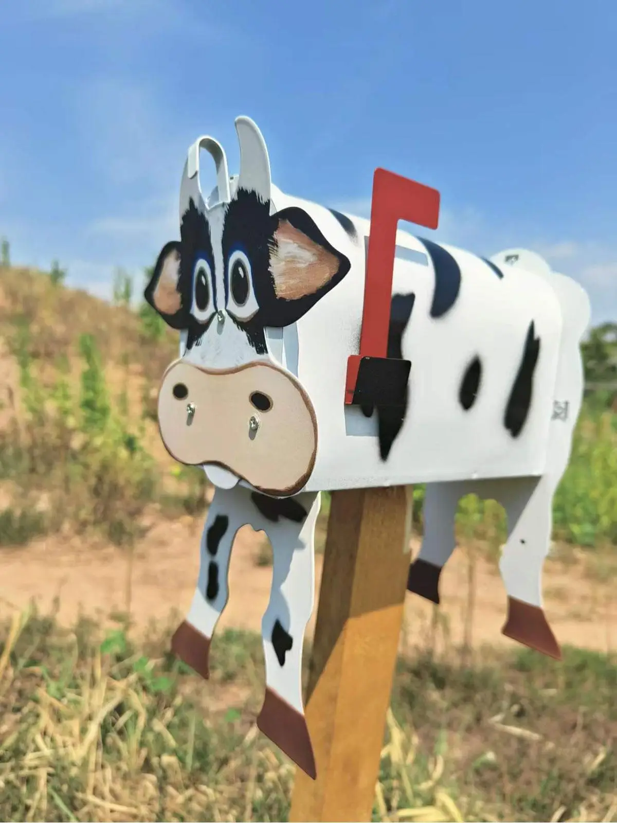 

Unique Chicken Cow Mailbox Metal Wall Mounted Post Farm Weatherproof Mailboxes Box Decoration Animal Garden Crafts Outside R8C5