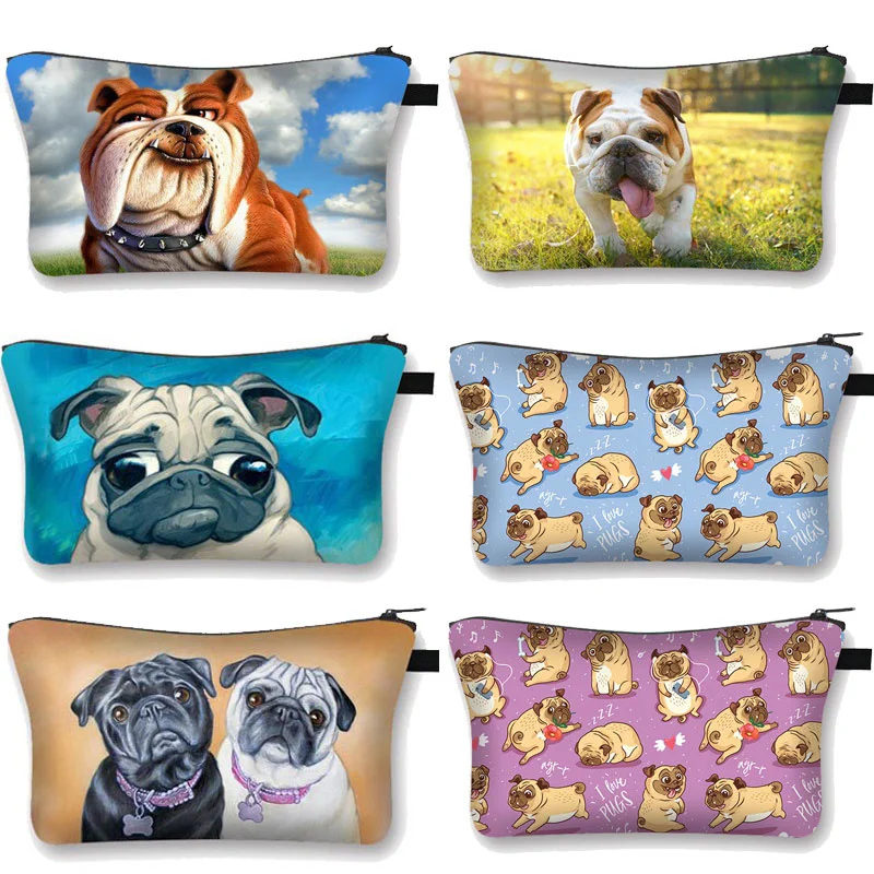 

3D Pug Dog Printed Cosmetic Bags Pekingese Pattern Cute for Makeup Bag Organizer Necessaries Women Travelling Woman Mini Handbag