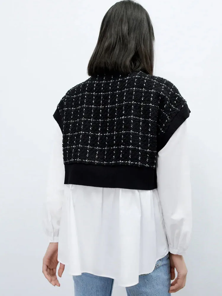 Женский топ с круглым вырезом повседневный Свободный контрастной строчкой