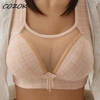 cozok wire free lace bras for women plus size vest lingerie thin brassiere full cup push up seamless bralette sports underwear