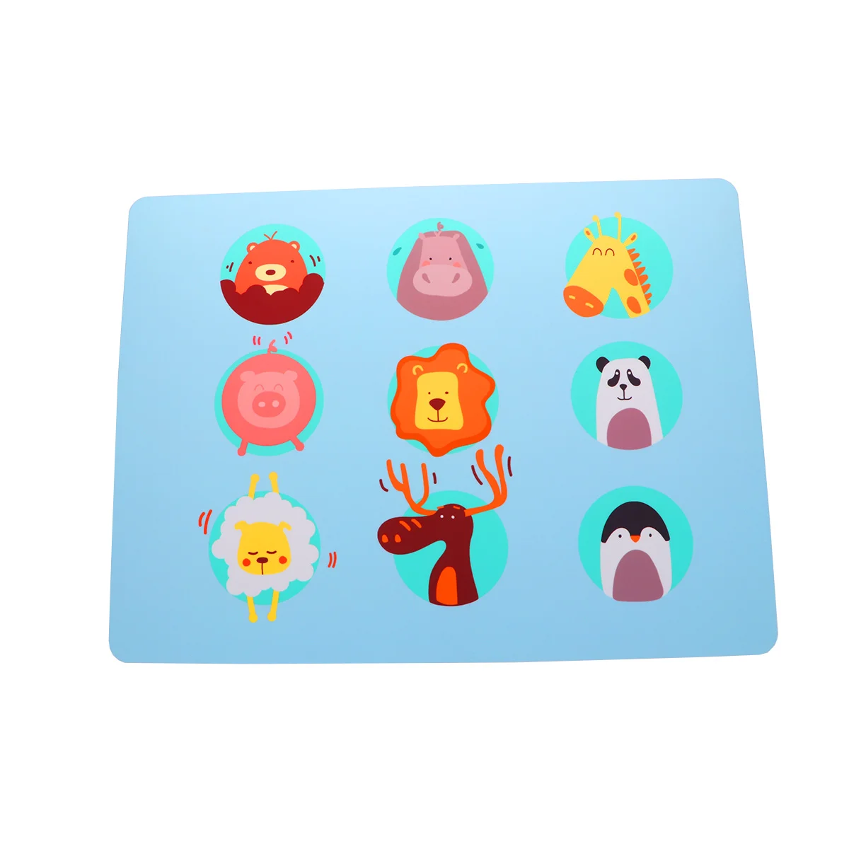 

Silicone Placemat Kids Cartoon Animals Eating Mat Thicken Heat-insulation Mat Table Mat Anti-skid Plate Pad (Blue Animal World)