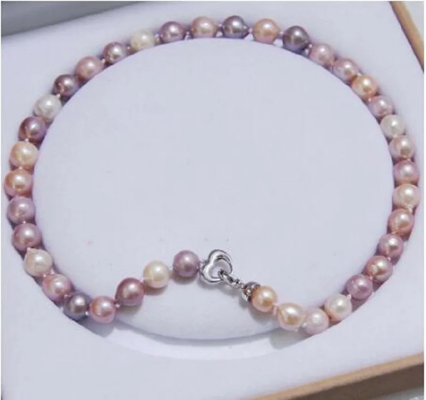 

10-11mm Natural AAA Multicolor Baroque Edison Pearl Necklace 18inch