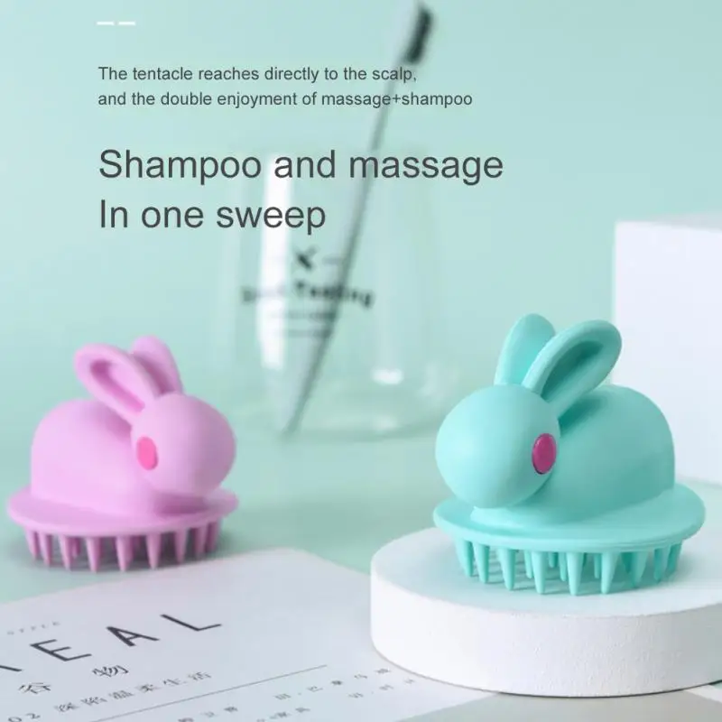 

Cute Rabbit Shampoo Brush Scalp Cleaning Massage Silicone Comb Washing Combing Hair Smoothing Hair Shower Massage Hair Brush