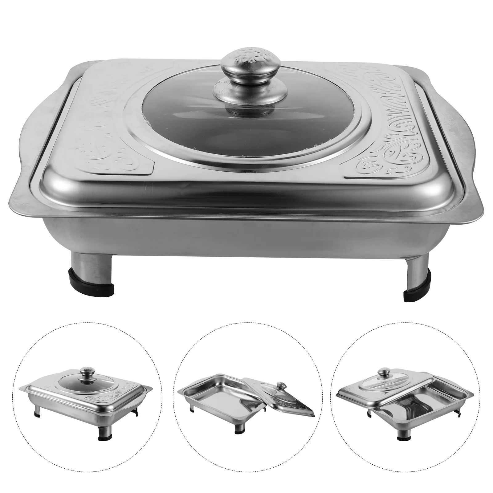

Stove Buffet Party Metal Tray Server Dish Stainless Steel Dishes Holder Steam Table Pan Simple Foods Cover Serving