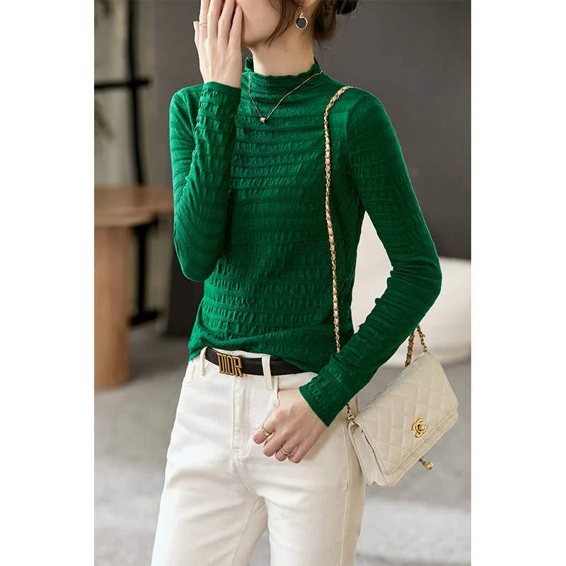 

Vimly Pullovers Sweater Women 2022 Autumn Winter Fashion French Style Ladies Mock Neck Slim Basic Long Sleeve Knitted Tops 71133