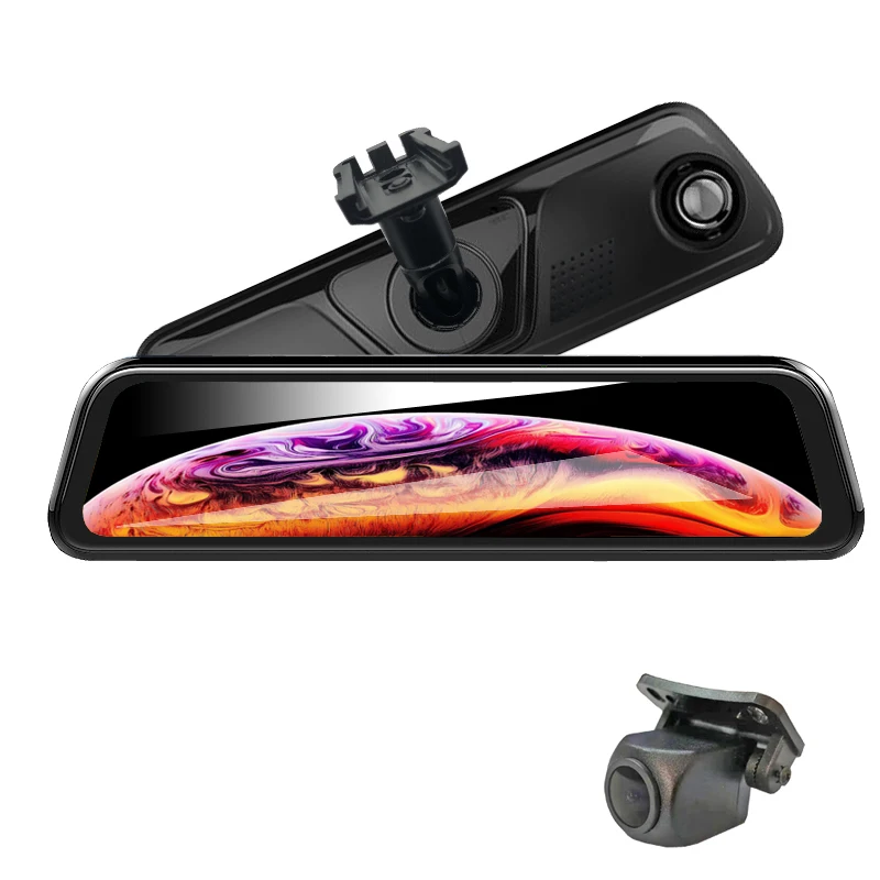 

FHD1080P Dual Lens 9.66 Inch IPS Touch Screen Car DVR Rearview Mirror Camera Streaming Media Full Screen Dashcam Mirror