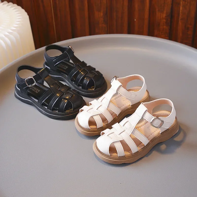 Сандалии Детские однотонные повседневная плетеная пляжная обувь для маленьких