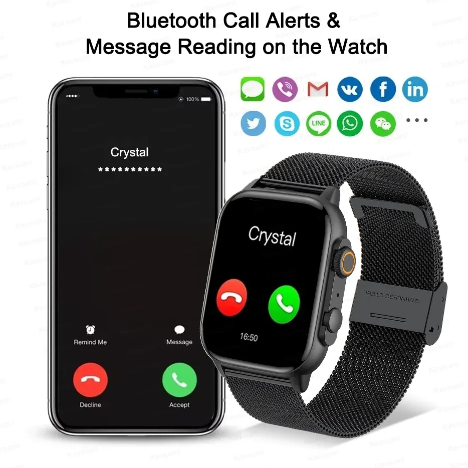 Умные Часы 2024 Amoled-дисплей Bluetooth-вызов Фитнес-трекер Монитор Сердечного Ритма