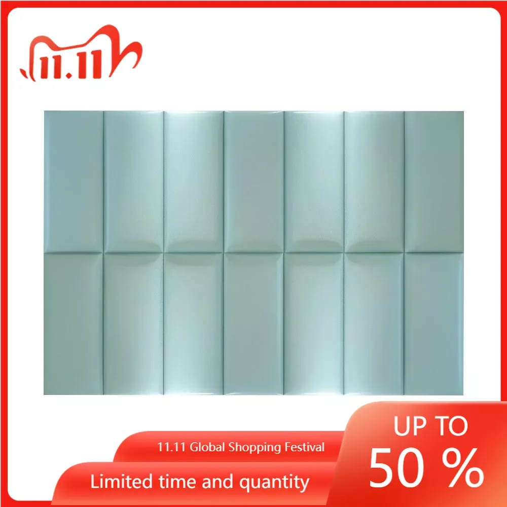 

Upholstered Wall Panel Peel and Stick Headboard for Twin in Teal Pack of 12 Panels Sized 9.84