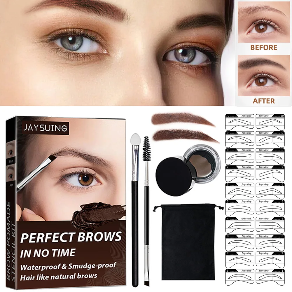 

Eyebrow Gel Enhancer Tint Kit Waterproof Sweatproof Eyebrow Pomade Gel with Stencils Eye Brow Cream Enhancer Eye Brow Stamp Kit