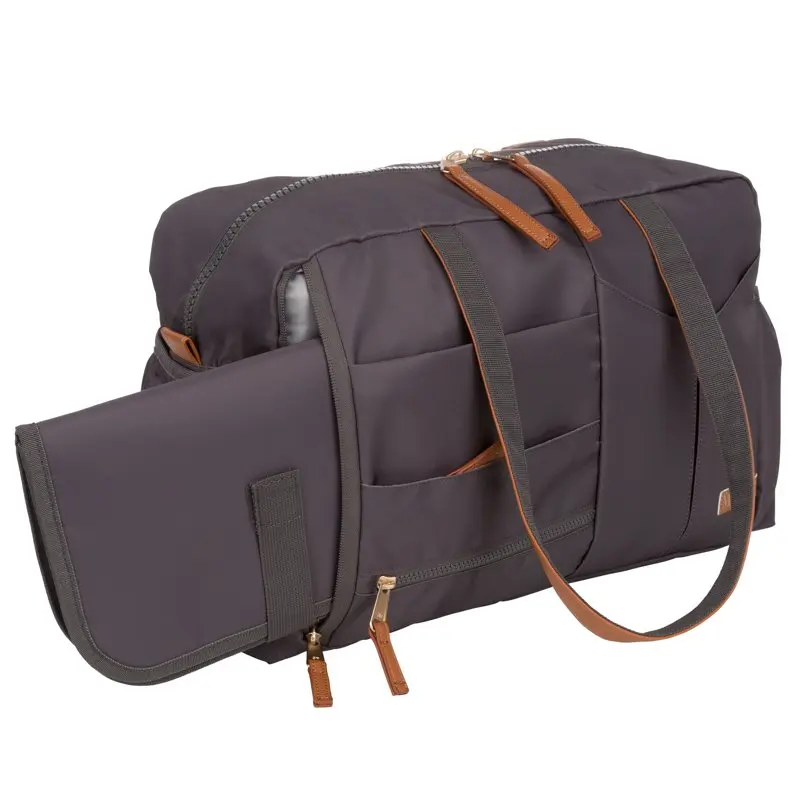 Oliver Let’s Go Tote Diaper Bag with Changing Pad and Stroller Straps, Gray