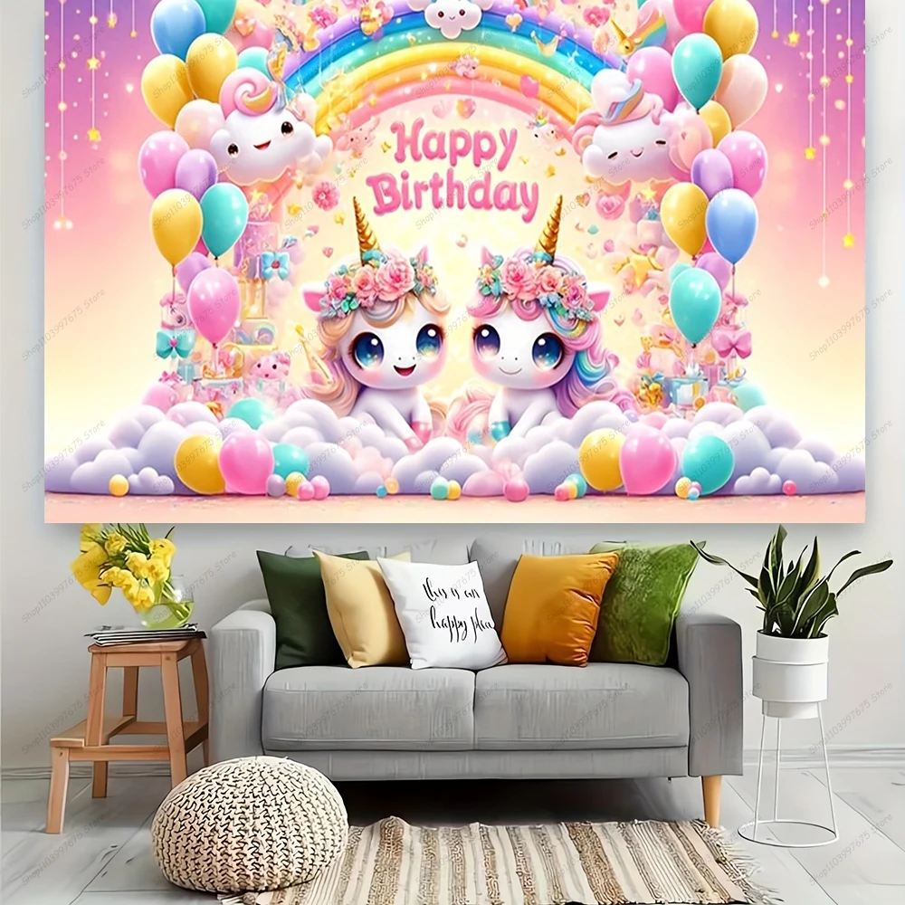 Фотофон для студийной фотосъемки с изображением девушки дня рождения торта