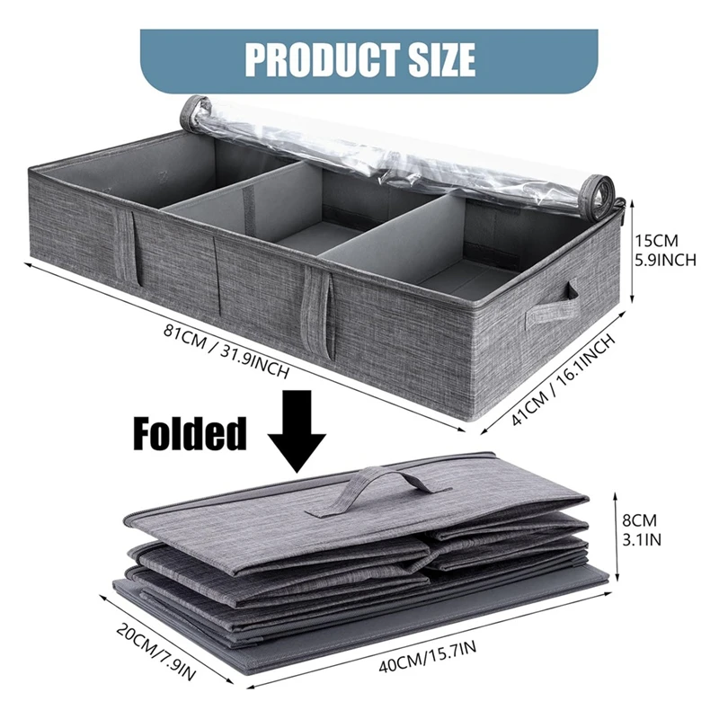 Ящик для хранения под кроватью 50 л с крышкой складной ящик из льна прочными