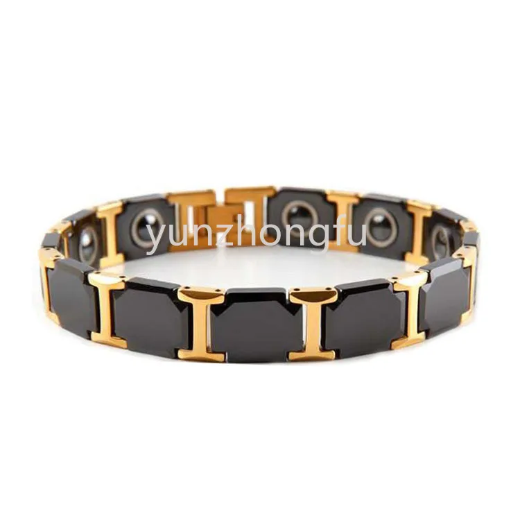 Японский и брикет браслет из титановой стали с керамической квадратной черной
