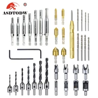 26 pack woodworking chamfer drilling tools drill bits set wood plug cutter three pointed countersink drill bits with l wrench