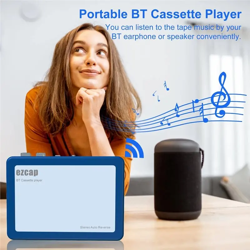 Фото Портативный кассетный плеер Ezcap Bluetooth с выходом на наушники/колонки, дизайн в стиле Walkman №4
