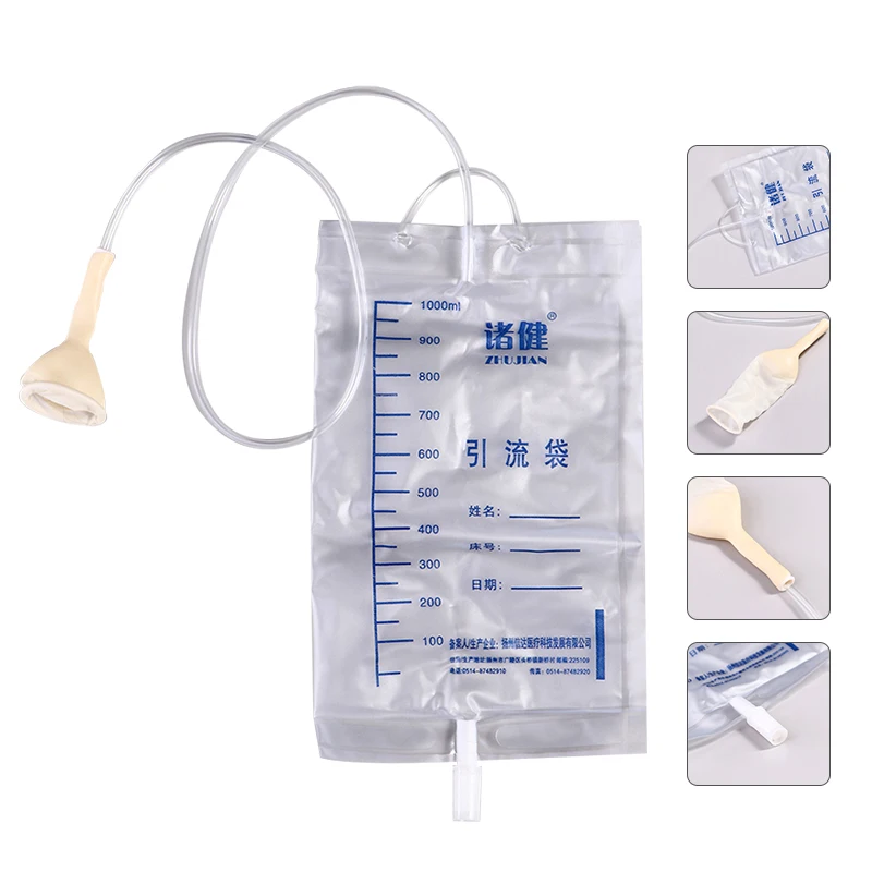 

1000ML Reusable Medical Latex Sleeve Type Urine Bag Male Drainage Bag for Urinary Incontinence Bedridden Urination Catheter Bag