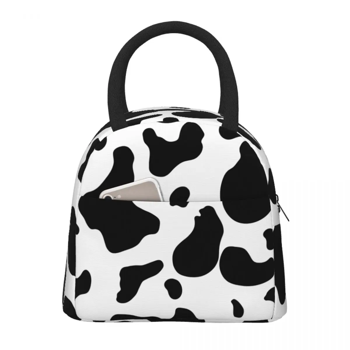 

Lunch Bags for Men Women Cow Patter Thermal Cooler Bag Portable Picnic Work Oxford Lunch Box Food Bag