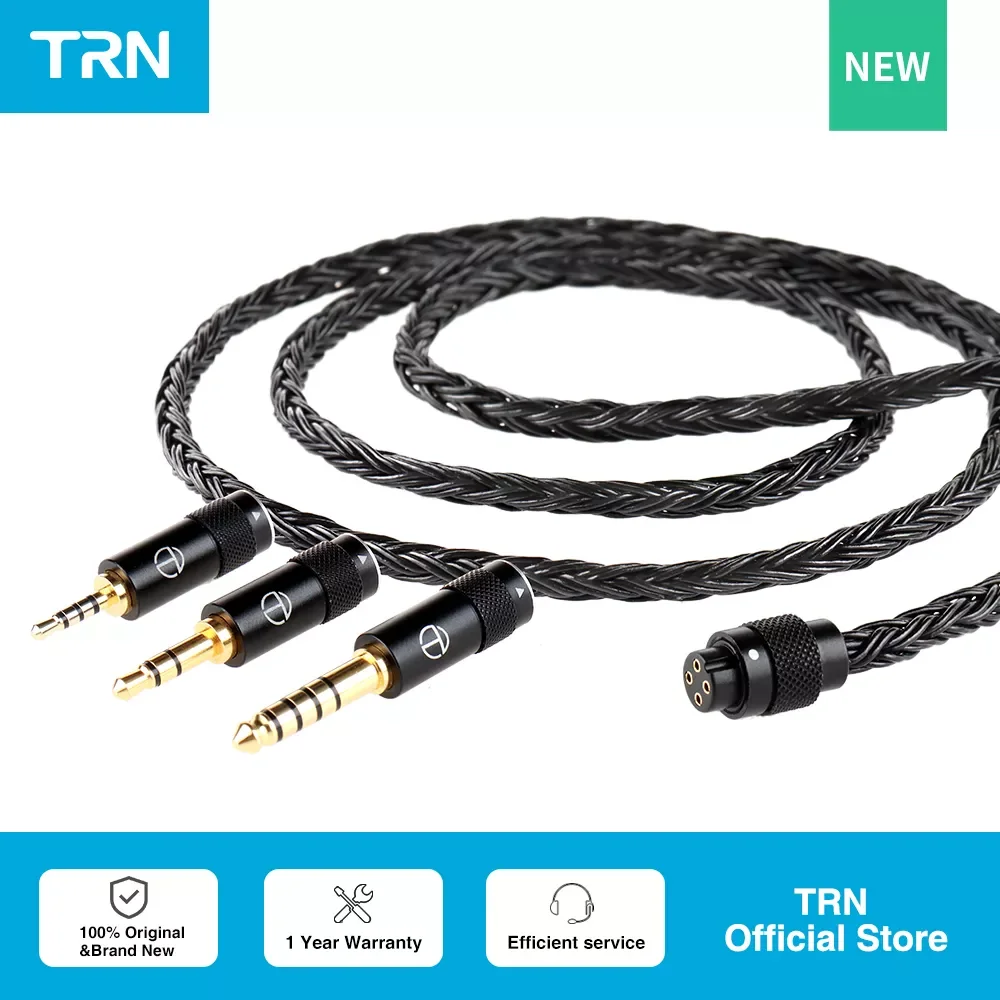 Наушники TRN T2 Pro 16 Core, посеребренный Hi-Fi обновленный кабель, серый разъем BlackMMCX/2Pin для TRN VX pro TA2 V90 TA1 ZSX TA2