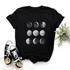 Женская футболка с принтом Луны фазы, черная Повседневная футболка с круглым вырезом и коротким рукавом, летний Повседневный Топ, 2022