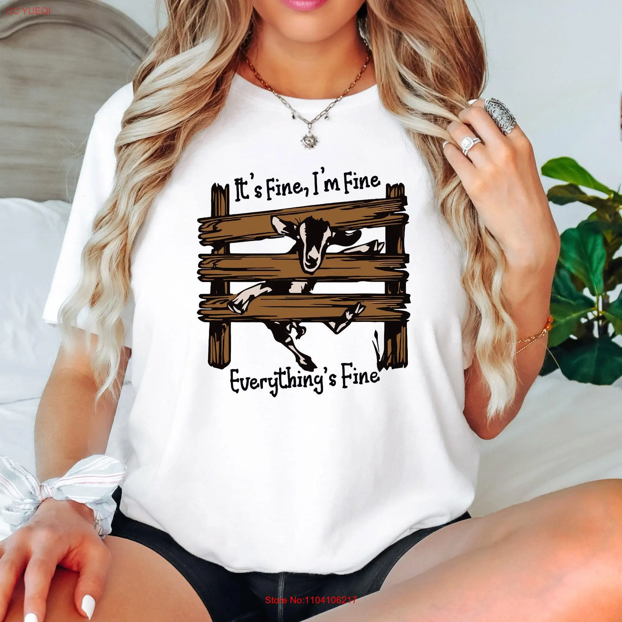 Женская футболка с длинным или коротким рукавом изображением козы