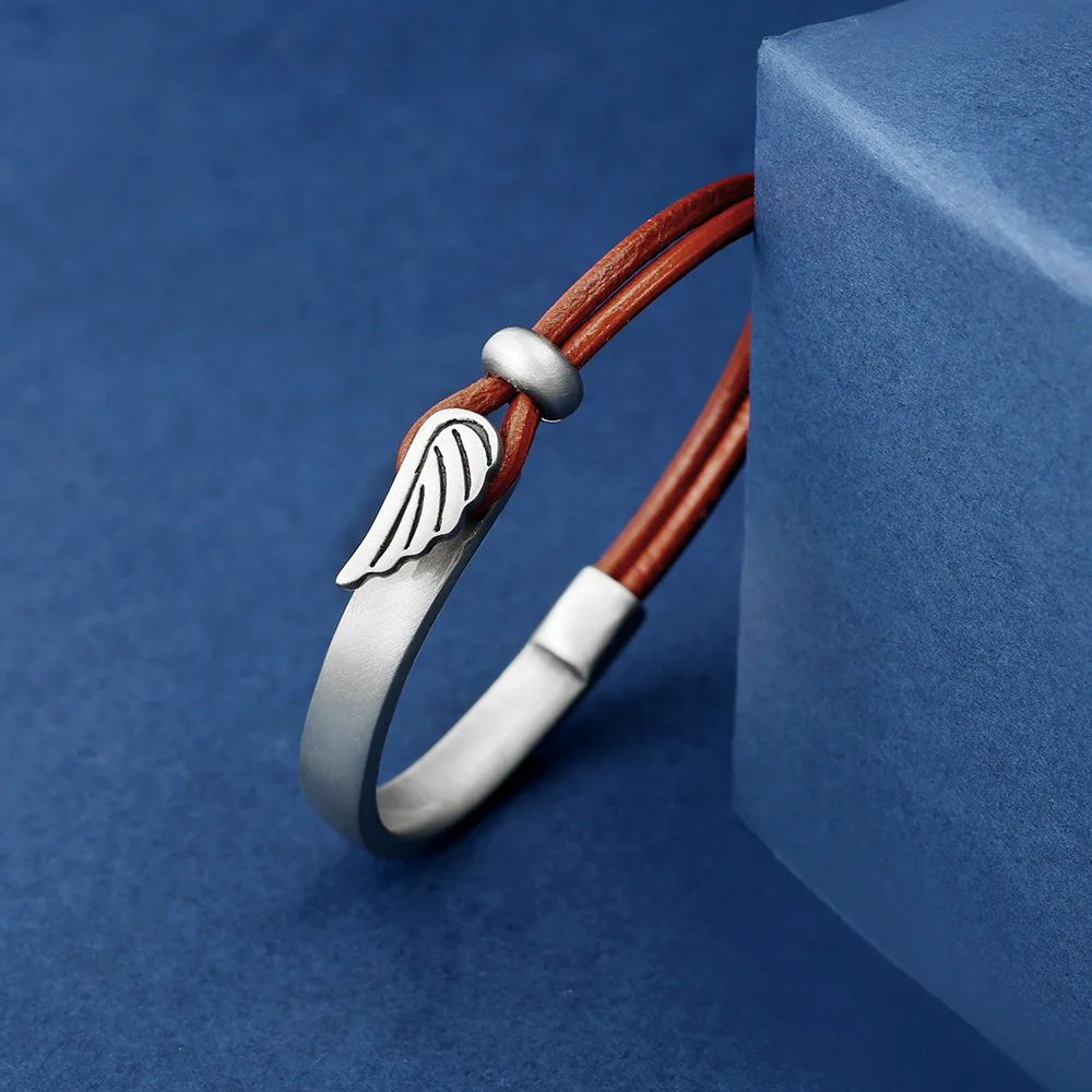 Мужской плетеный браслет ручной работы из воловьей кожи |