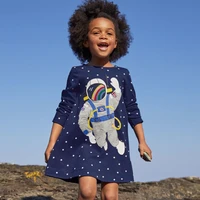 jumping meters new arrival girls space man embroidery autumn spring toddler kids dresses long sleeve hot selling baby frocks